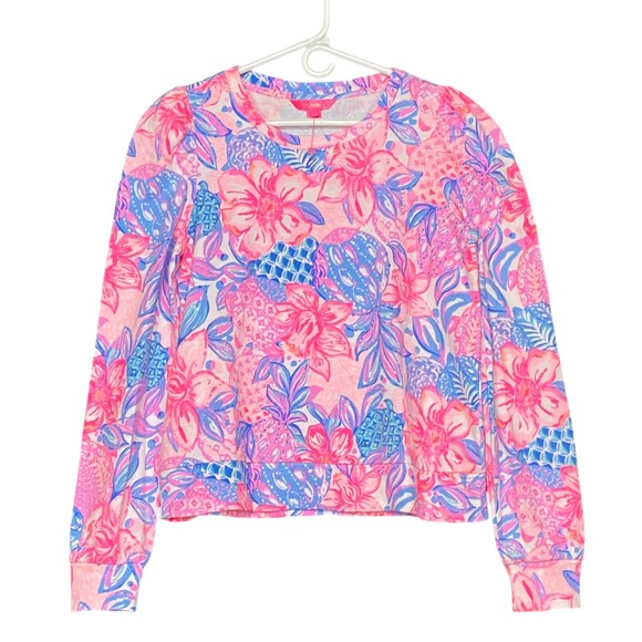Lilly Pulitzer Tops - Lilly‎ Pulitzer Women's M Jansen Long Sleeve Sweatshirt Pink Isle Snappy Turtle